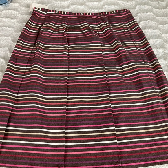 W Work to Weekend Skirt 16 Brown Pink Red Stripe Pleated Knee Length NWT Women - Picture 6 of 9